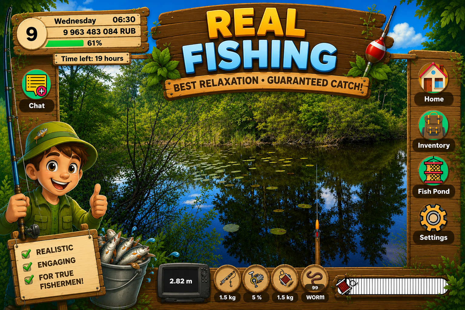 Real Fishing gameplay showing a fishing location